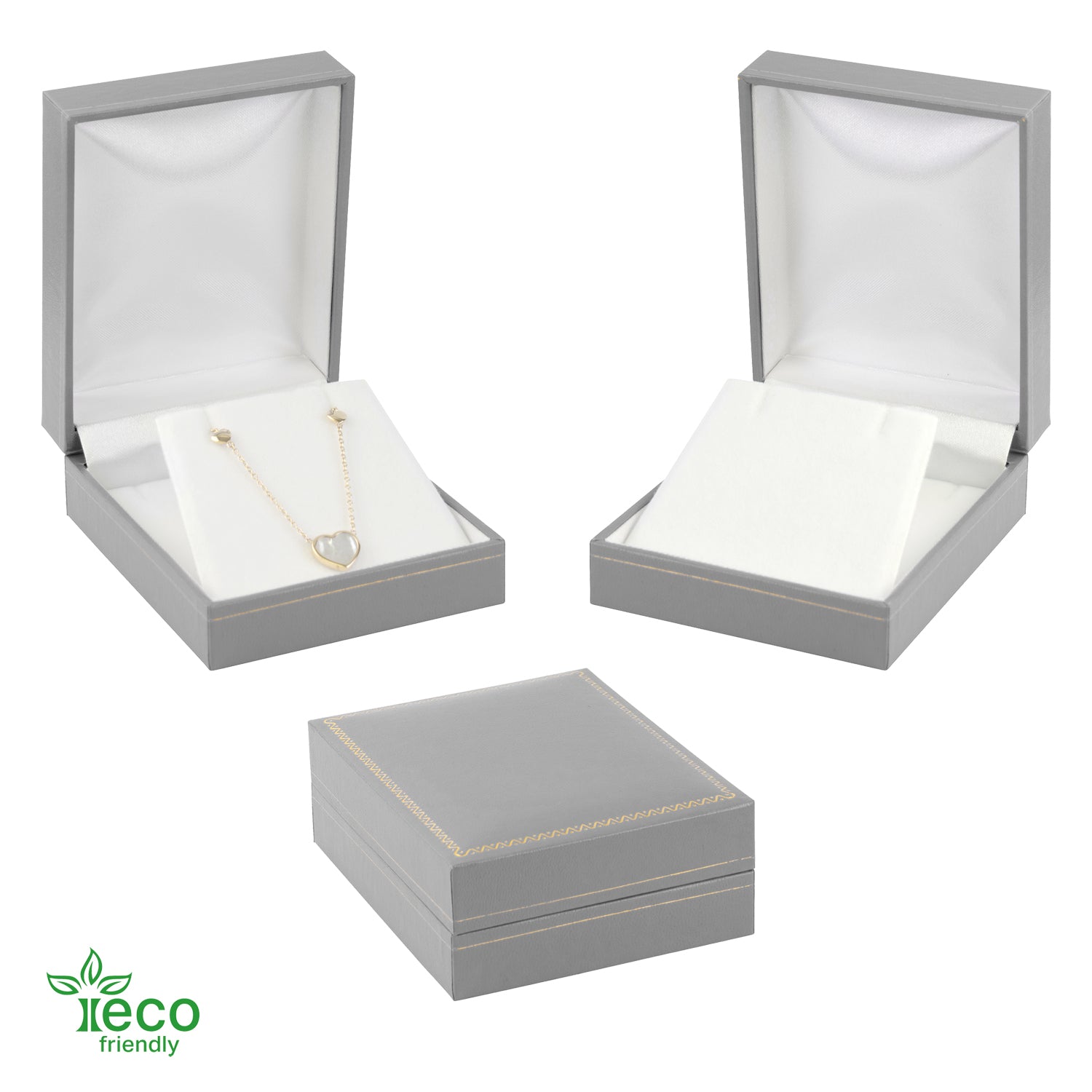 Eco-Friendly Plastic Large Pendant Box, Paper-Covered with Gold Accent