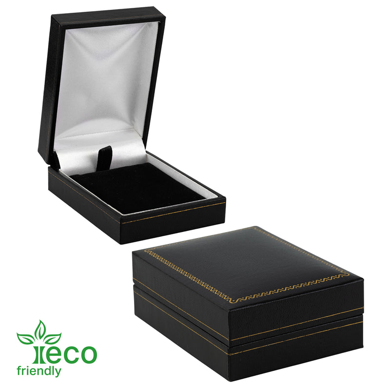 Eco-Friendly Plastic Pendant Box, Paper-Covered with Gold Accent