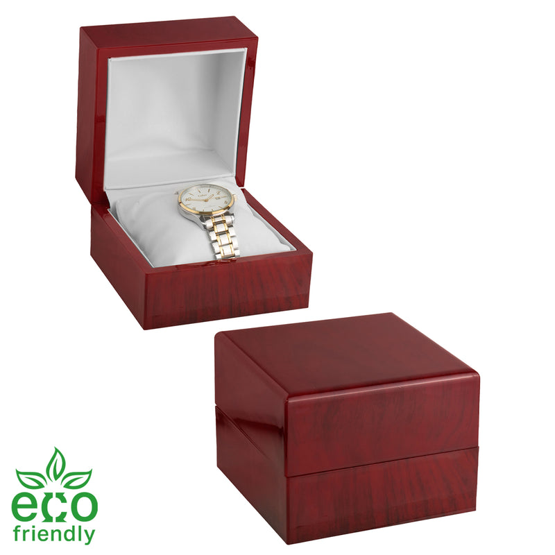 Eco-Friendly Rosewood Look Bangle or Watch Box with White Leatherette Interior