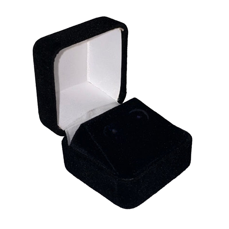 Velvet Square Single Earring Box with Matching Insert and White Satin Window