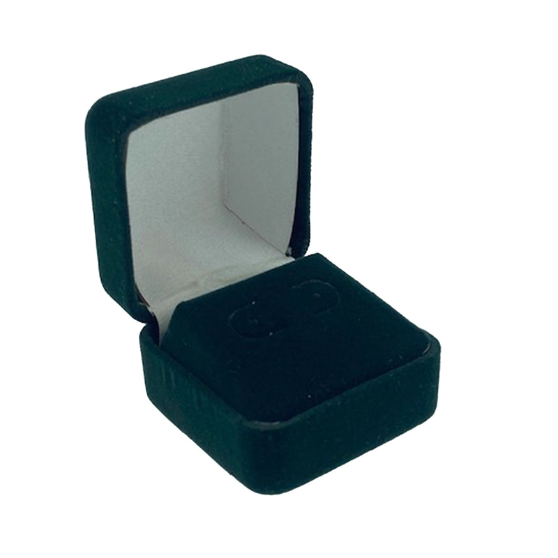 Velvet Square Single Earring Box with Matching Insert and White Satin Window