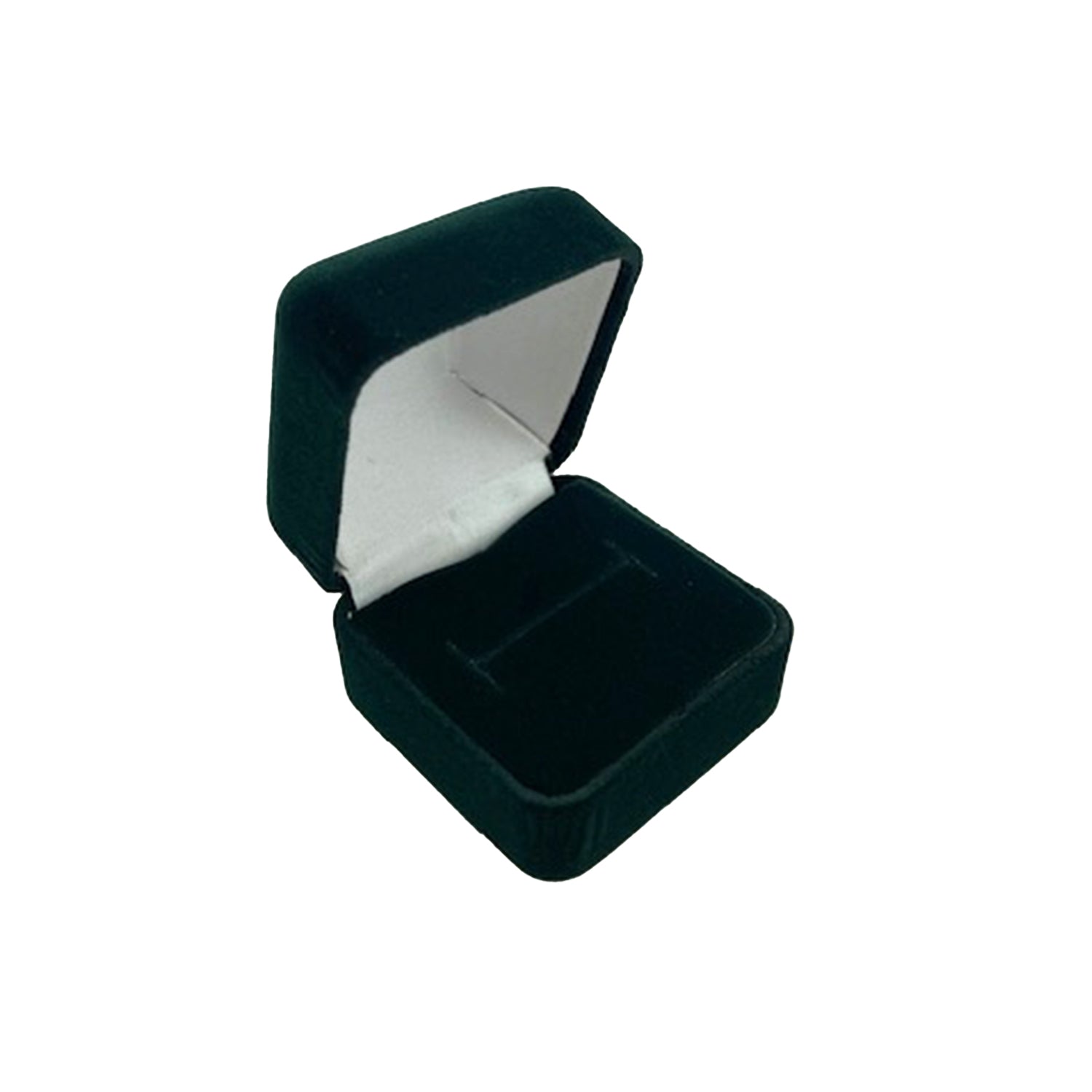 Velvet Square Single Ring Box with Matching Insert and White Satin Window
