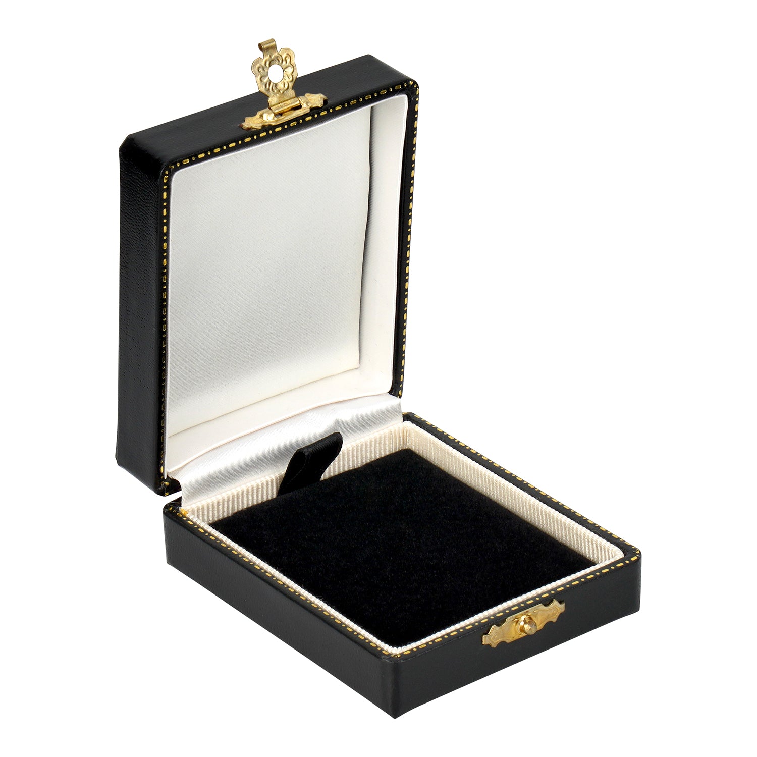 Antique Look Leatherette Pendant Box with Satin Inner Lid