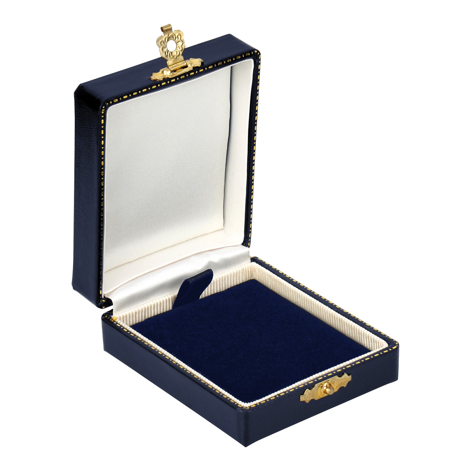 Antique Look Leatherette Pendant Box with Satin Inner Lid