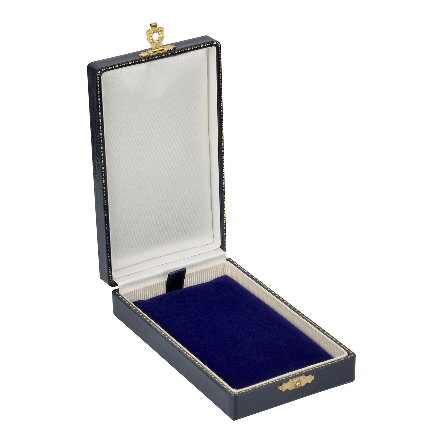 Antique Look Leatherette Wide Pendant Box with Satin Inner Lid