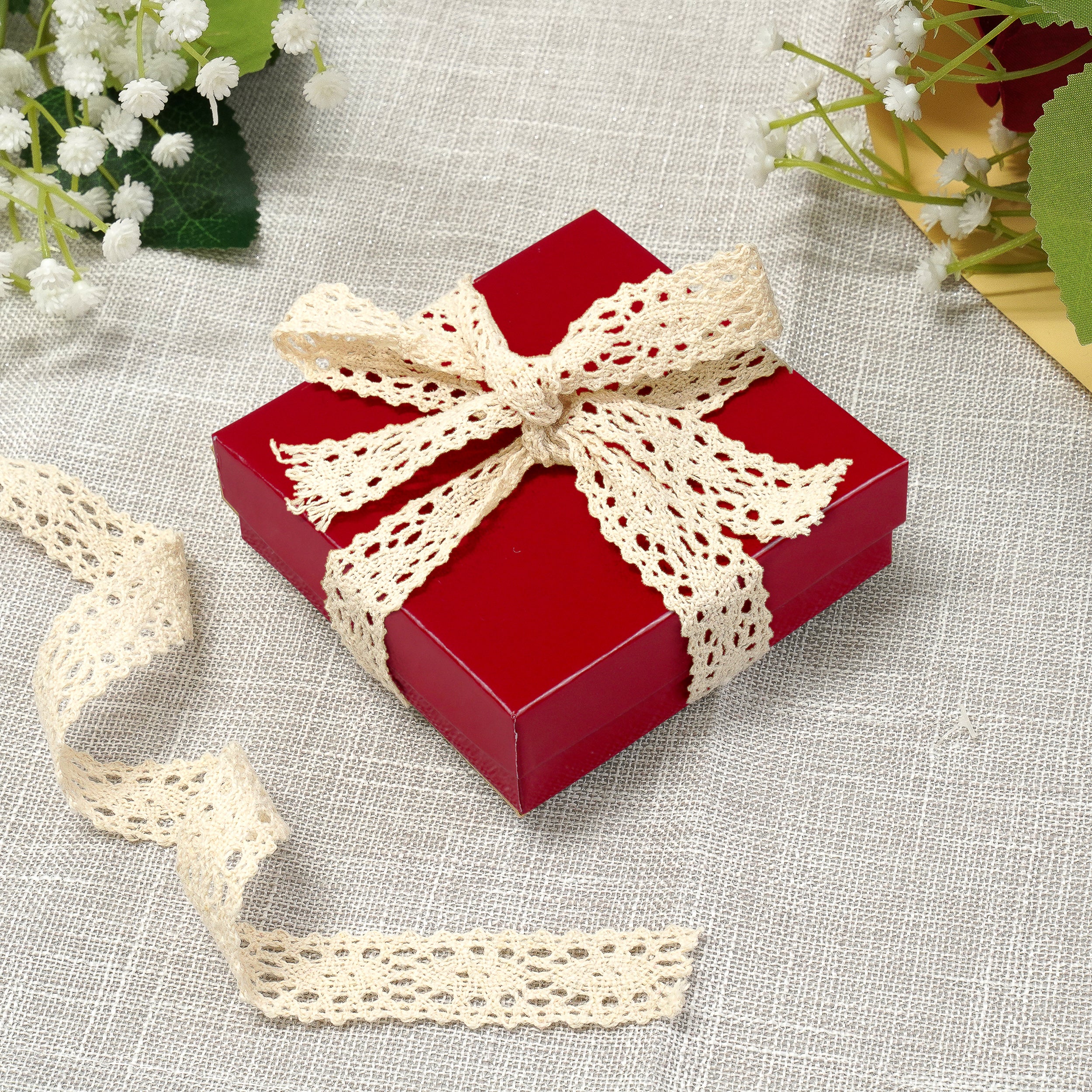 Red Cotton Filled Cardboard Boxes