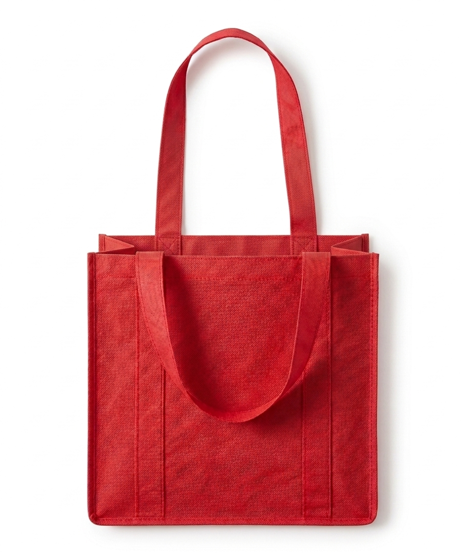 Red Nonwoven Bag with Outer Stitched Handle