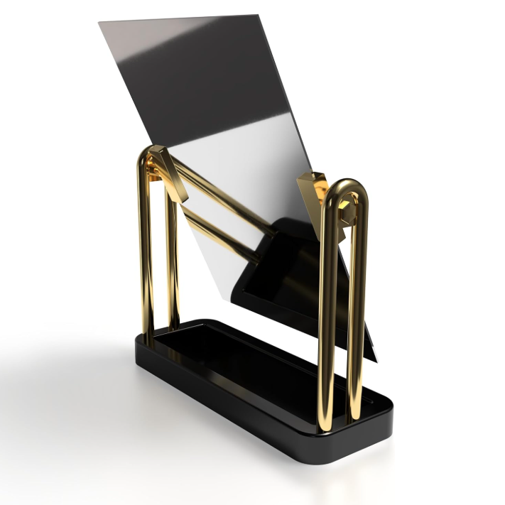 Elegant Jewellery Display Mirror with Black & Gold Stand