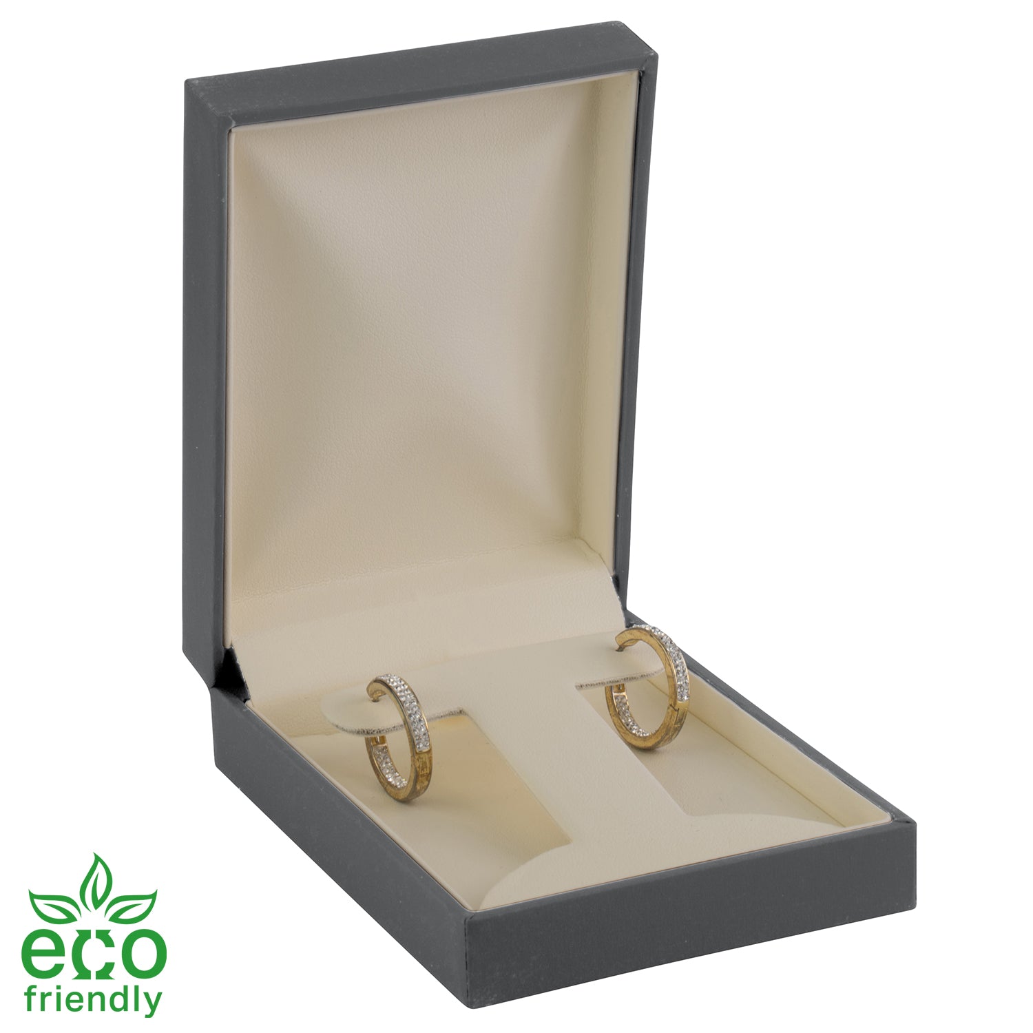 Eco-Friendly Matte Paper-Covered French Clip Earring Plastic Box with Matching Moulded Sleeve