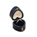 Eco-Friendly Leatherette Paper-Covered Heart-Shaped Plastic Single Ring Box with Gold Detailing