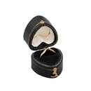 Eco-Friendly Leatherette Paper-Covered Heart-Shaped Plastic Single Ring Box with Gold Detailing