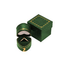 Eco-Friendly Leatherette Paper-Covered Heart-Shaped Plastic Single Ring Box with Gold Detailing