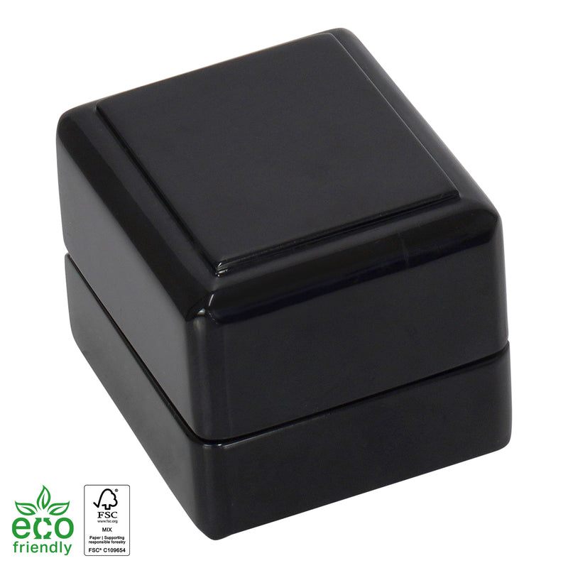 Eco-Friendly Wooden Single Ring Box with Suede Insert