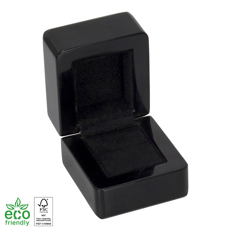 Eco-Friendly Wooden Single Ring Box with Suede Insert