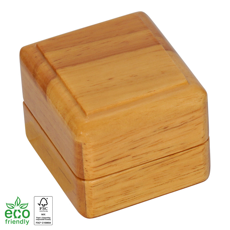 Eco-Friendly Wooden Single Ring Box with Suede Insert