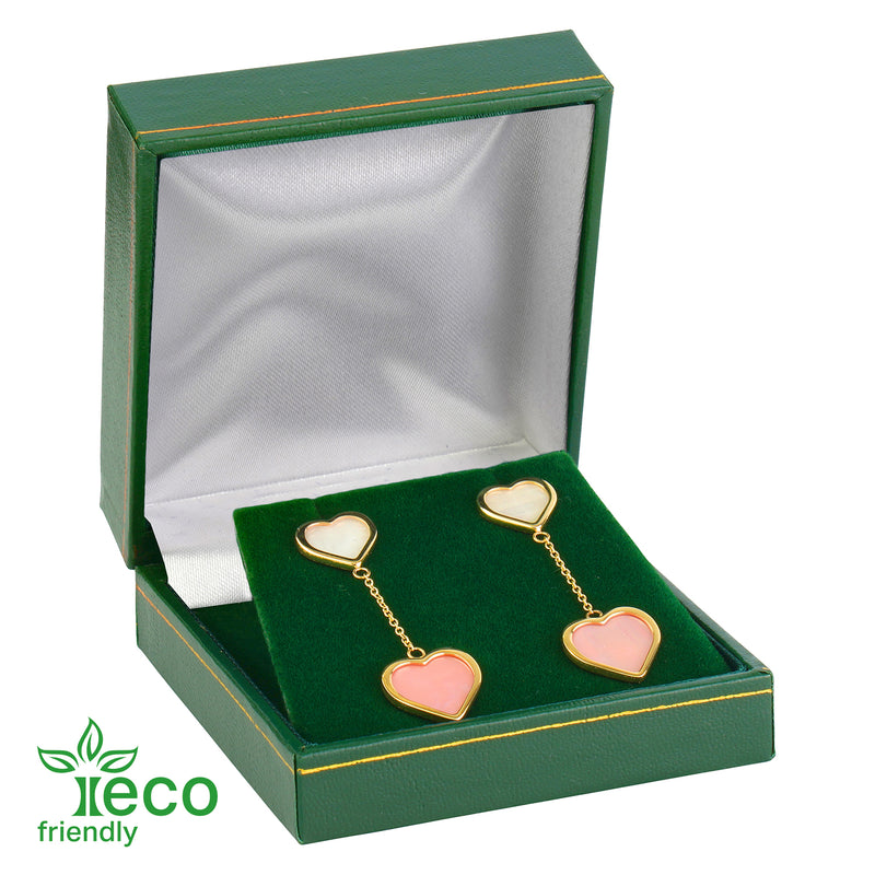 Eco-Friendly Plastic Clip Earring Box, Paper-Covered with Gold Accent