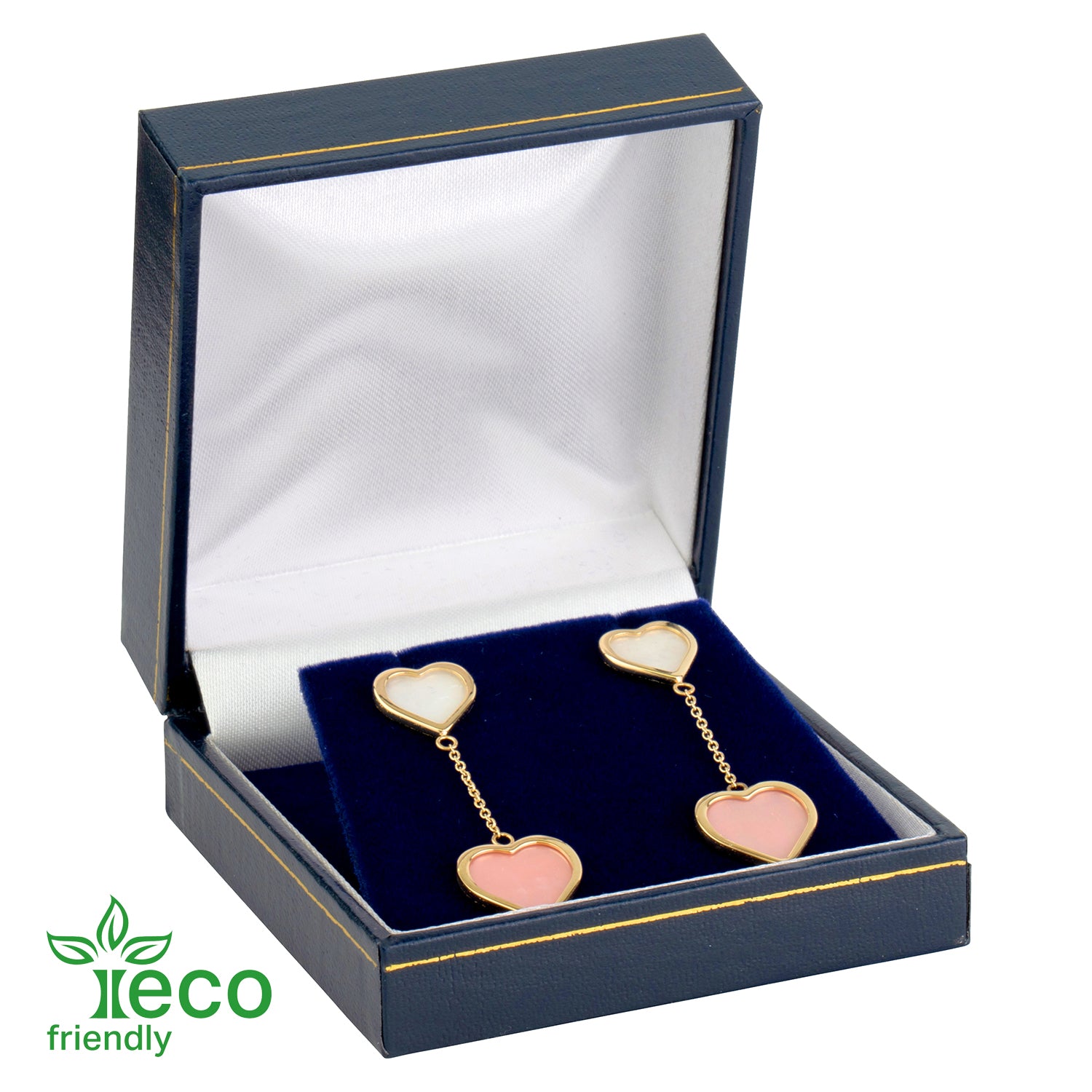 Eco-Friendly Plastic Clip Earring Box, Paper-Covered with Gold Accent