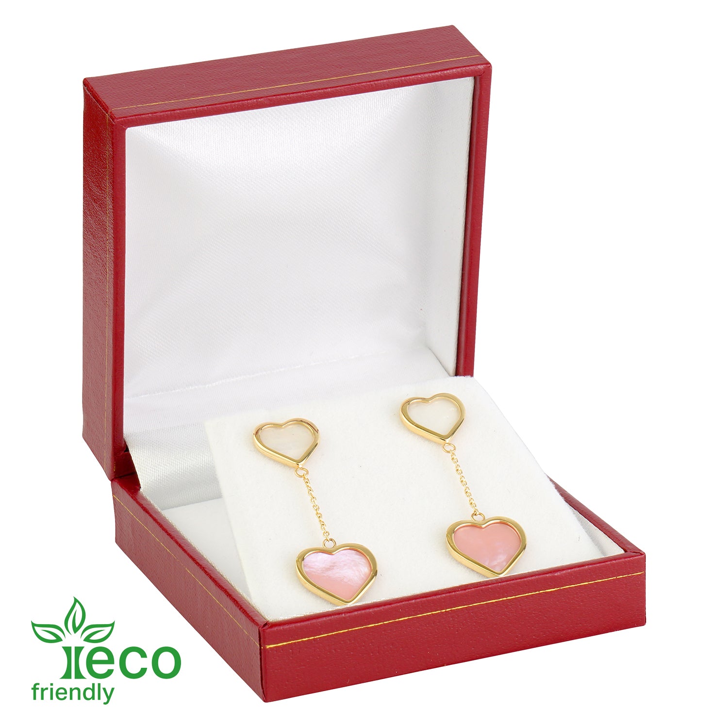 Eco-Friendly Plastic Clip Earring Box, Paper-Covered with Gold Accent