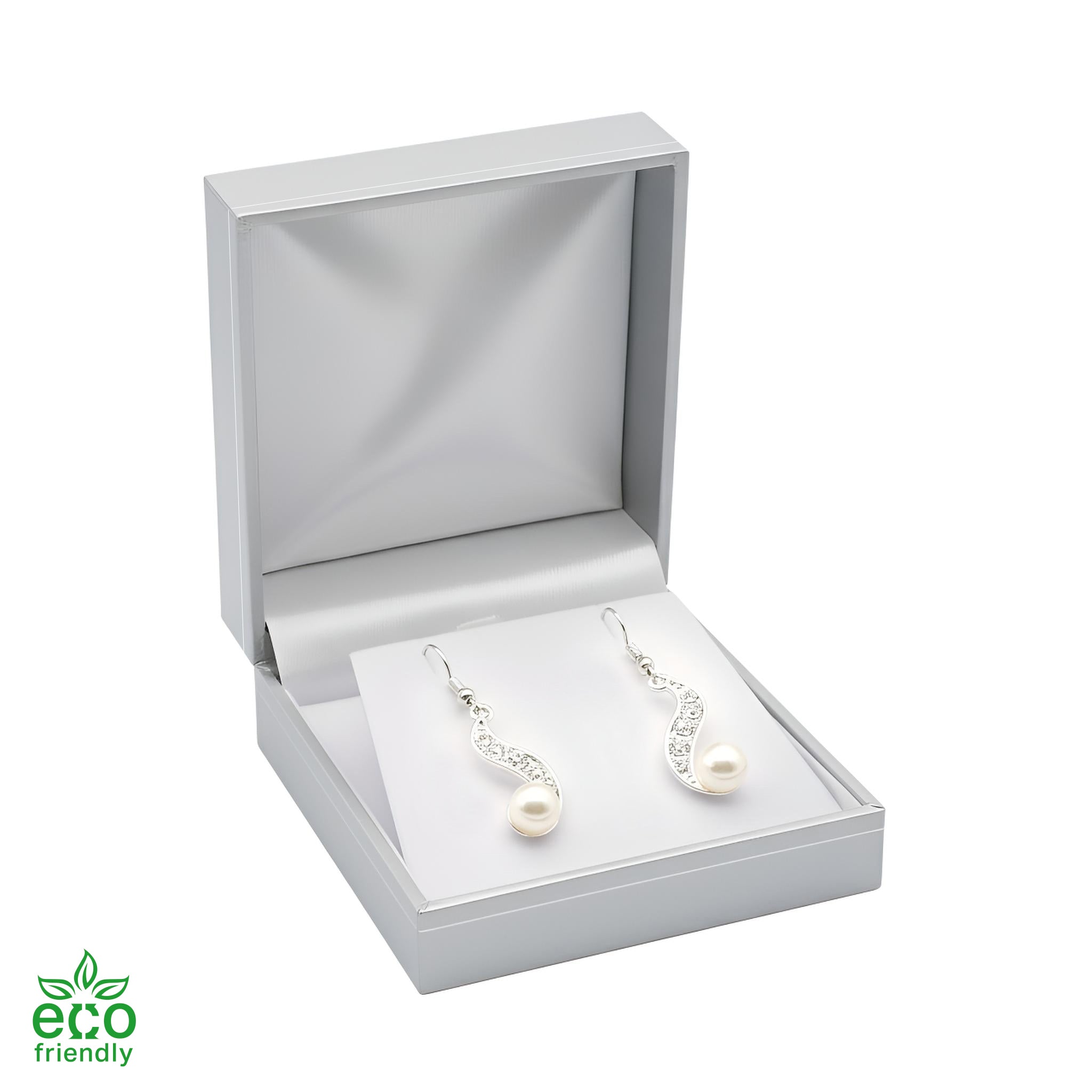 Eco-Friendly Paper-Covered Clip Earring Box with Gold Accent