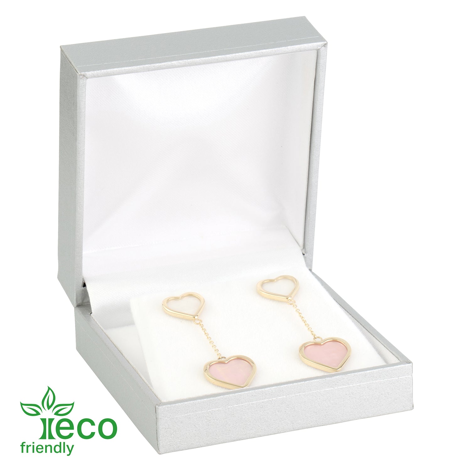 Eco-Friendly Plastic Clip Earring Box, Paper-Covered with Gold Accent