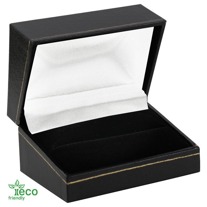 Eco-Friendly Paper Covered Double Ring Box with Gold Accent