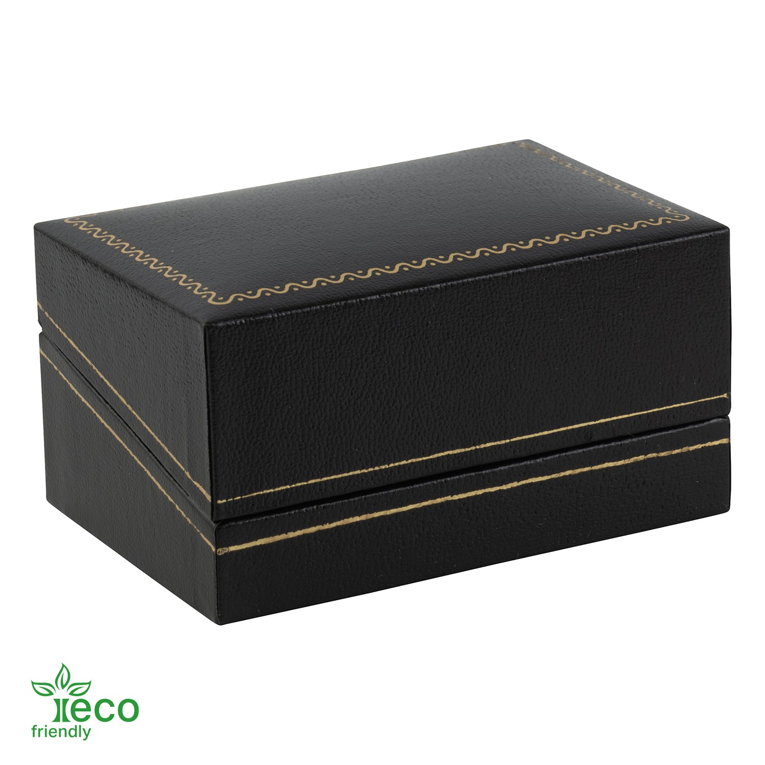 Eco-Friendly Paper Covered Double Ring Box with Gold Accent
