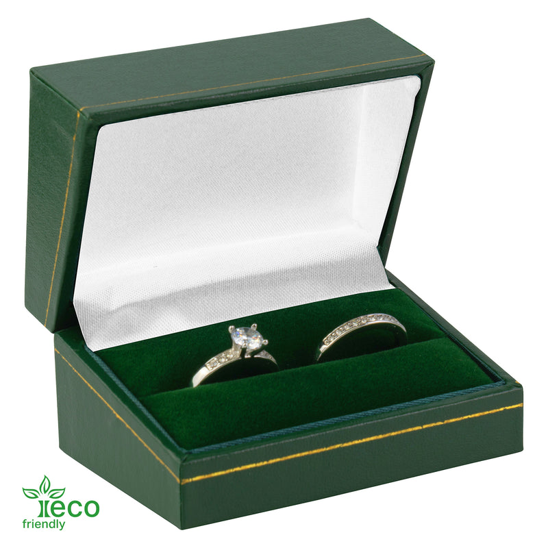 Eco-Friendly Paper Covered Double Ring Box with Gold Accent