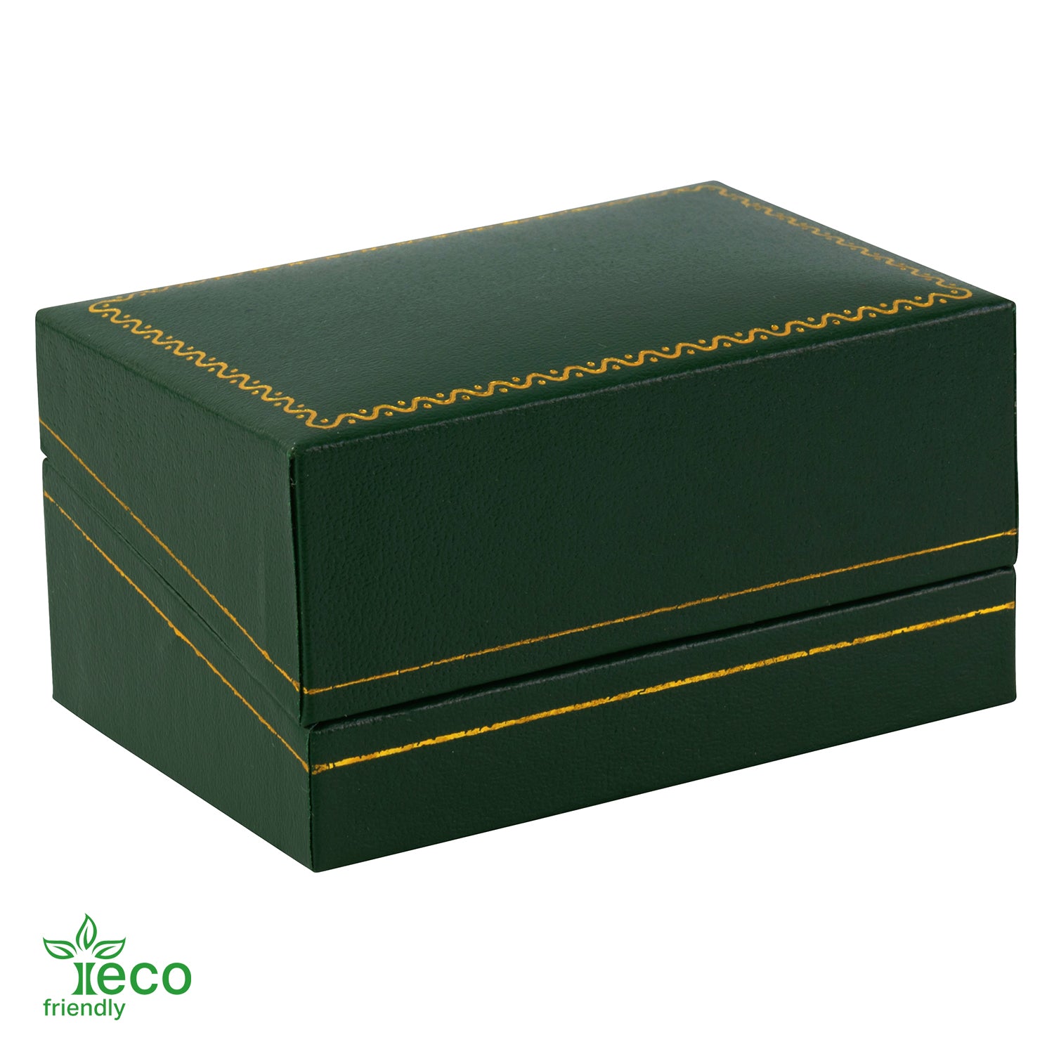 Eco-Friendly Paper Covered Double Ring Box with Gold Accent