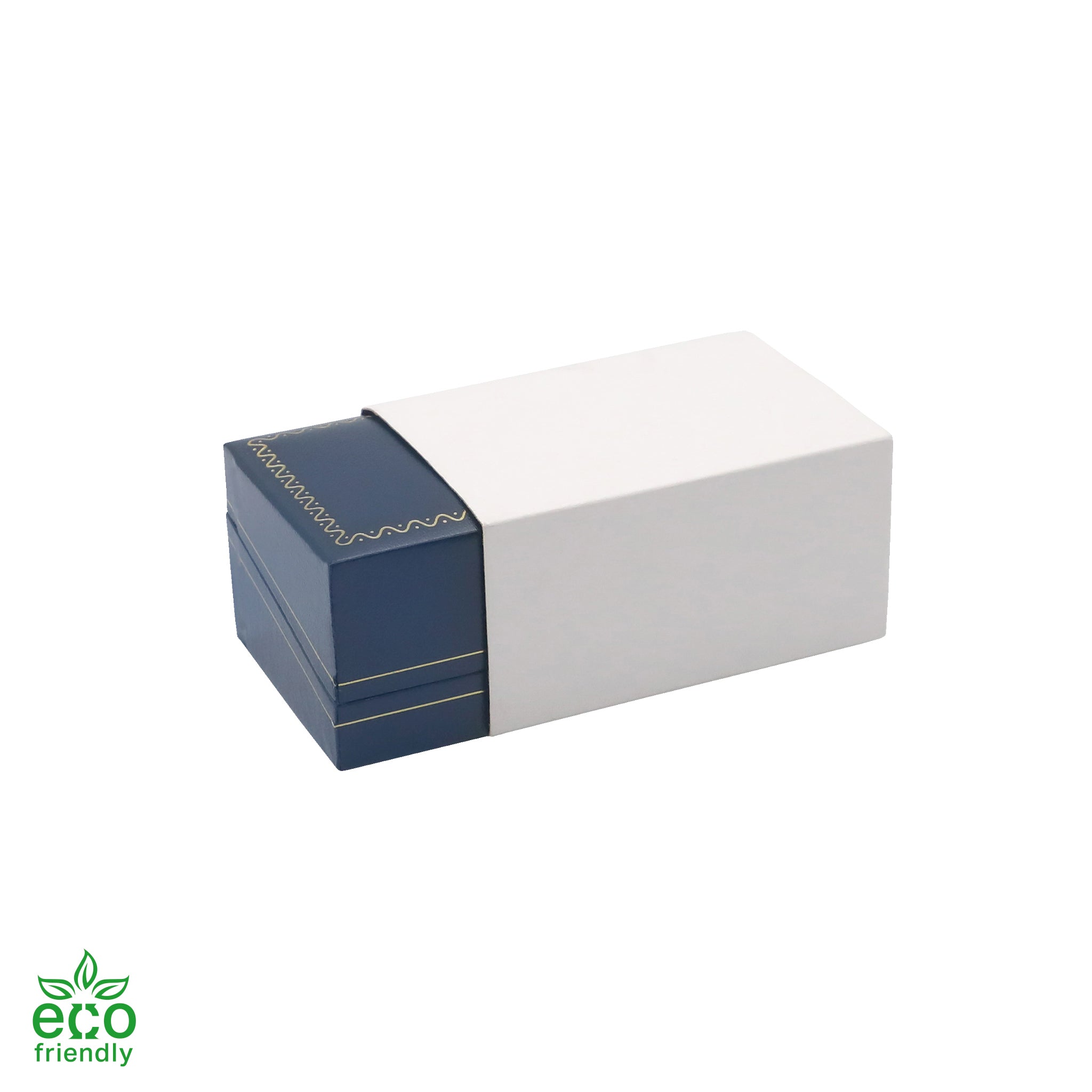 Eco-Friendly Paper Covered Double Ring Box with Gold Accent