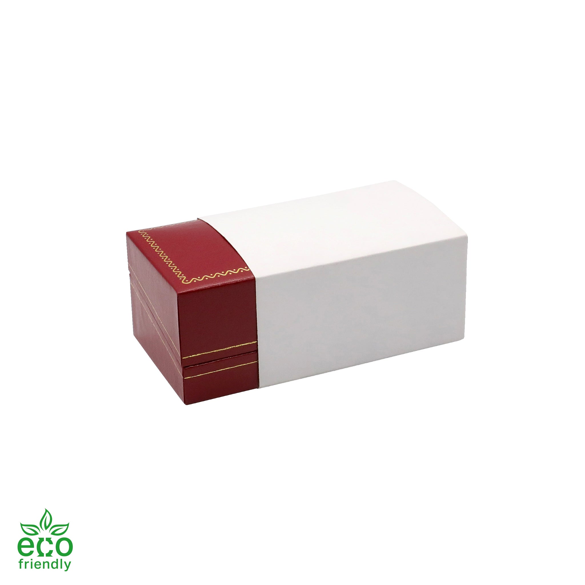 Eco-Friendly Paper Covered Double Ring Box with Gold Accent