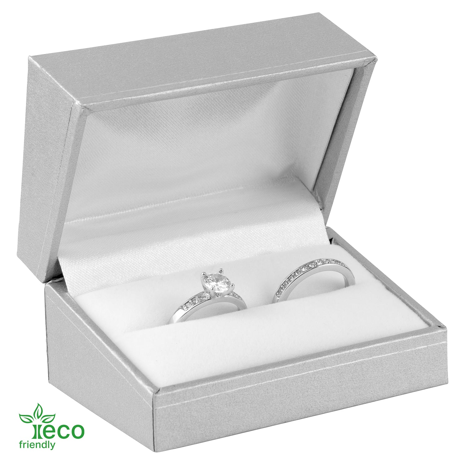 Eco-Friendly Paper Covered Double Ring Box with Gold Accent