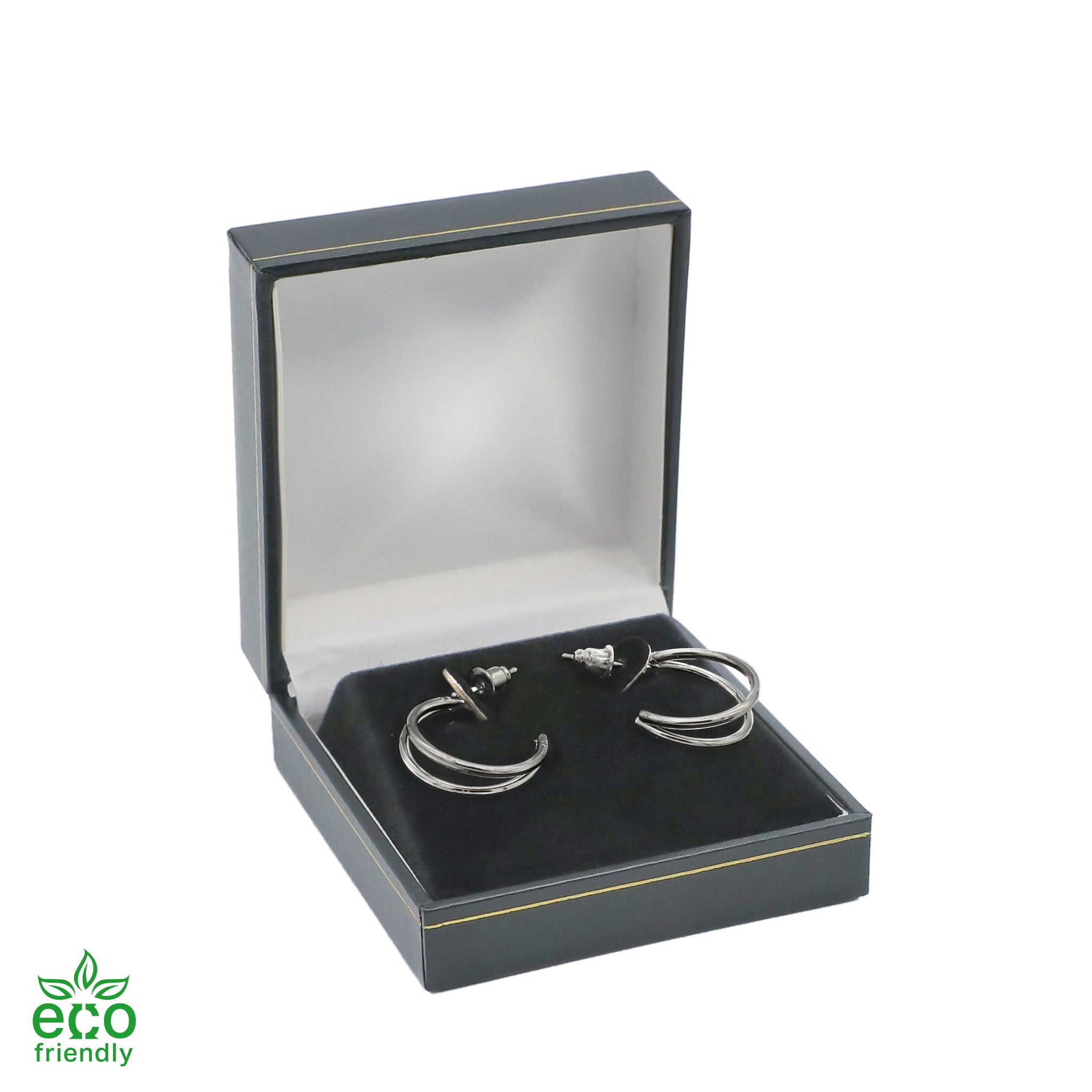 Eco-Friendly Paper-Covered Hoop Earring Box with Gold Accent