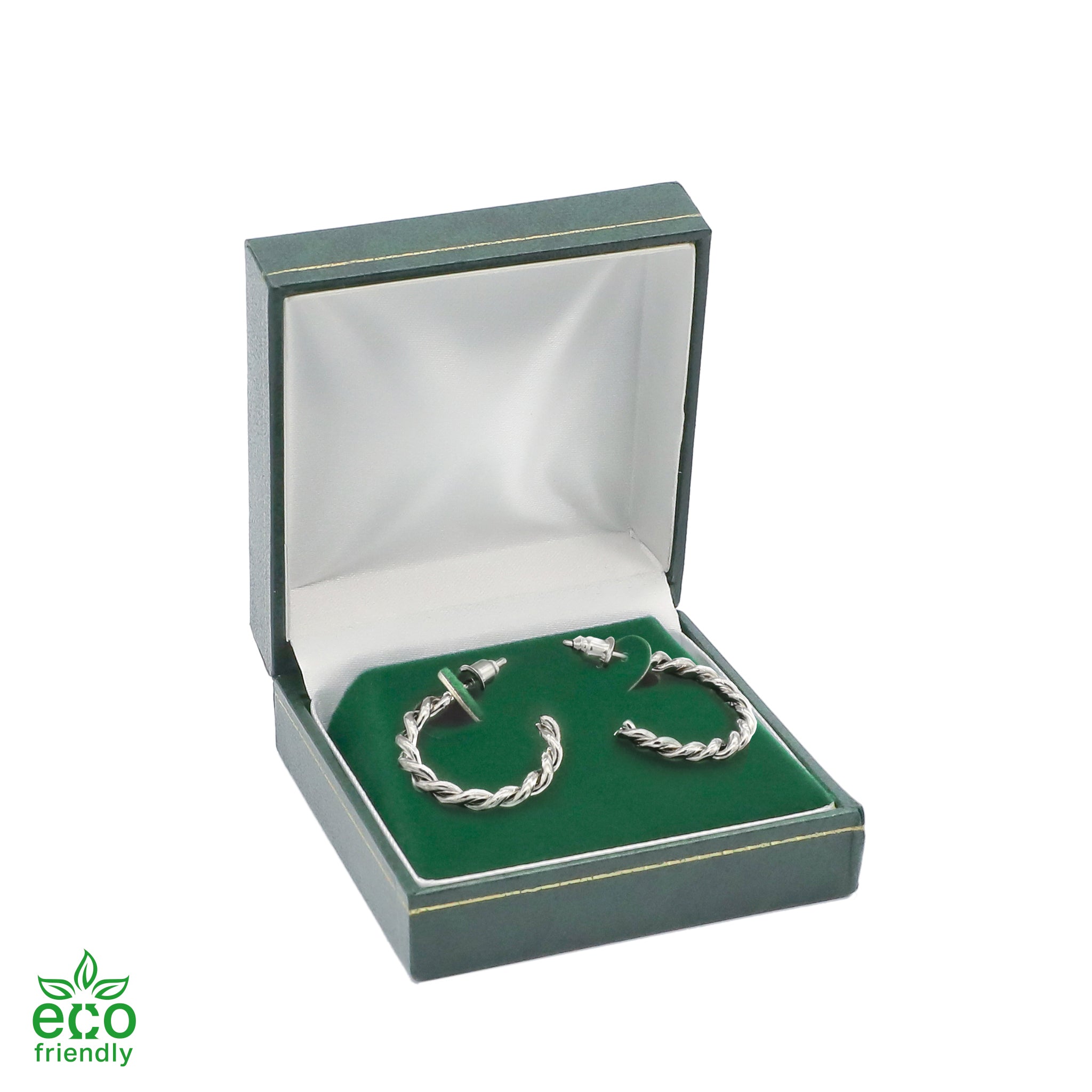 Eco-Friendly Paper-Covered Hoop Earring Box with Gold Accent