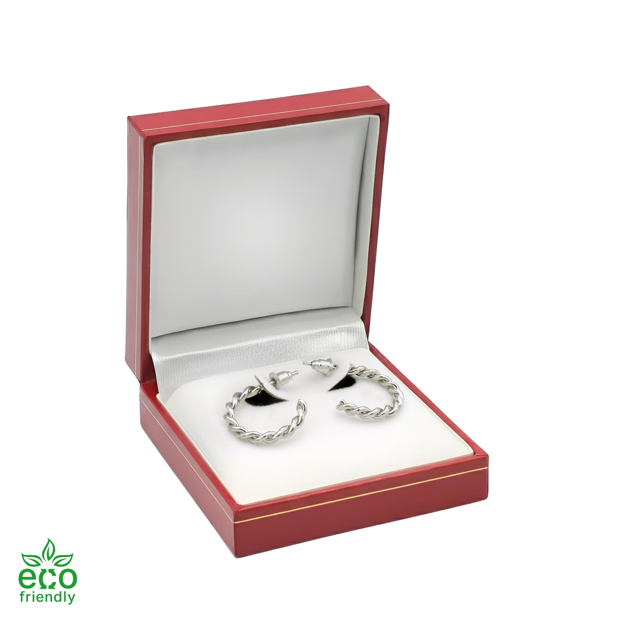 Eco-Friendly Paper-Covered Hoop Earring Box with Gold Accent