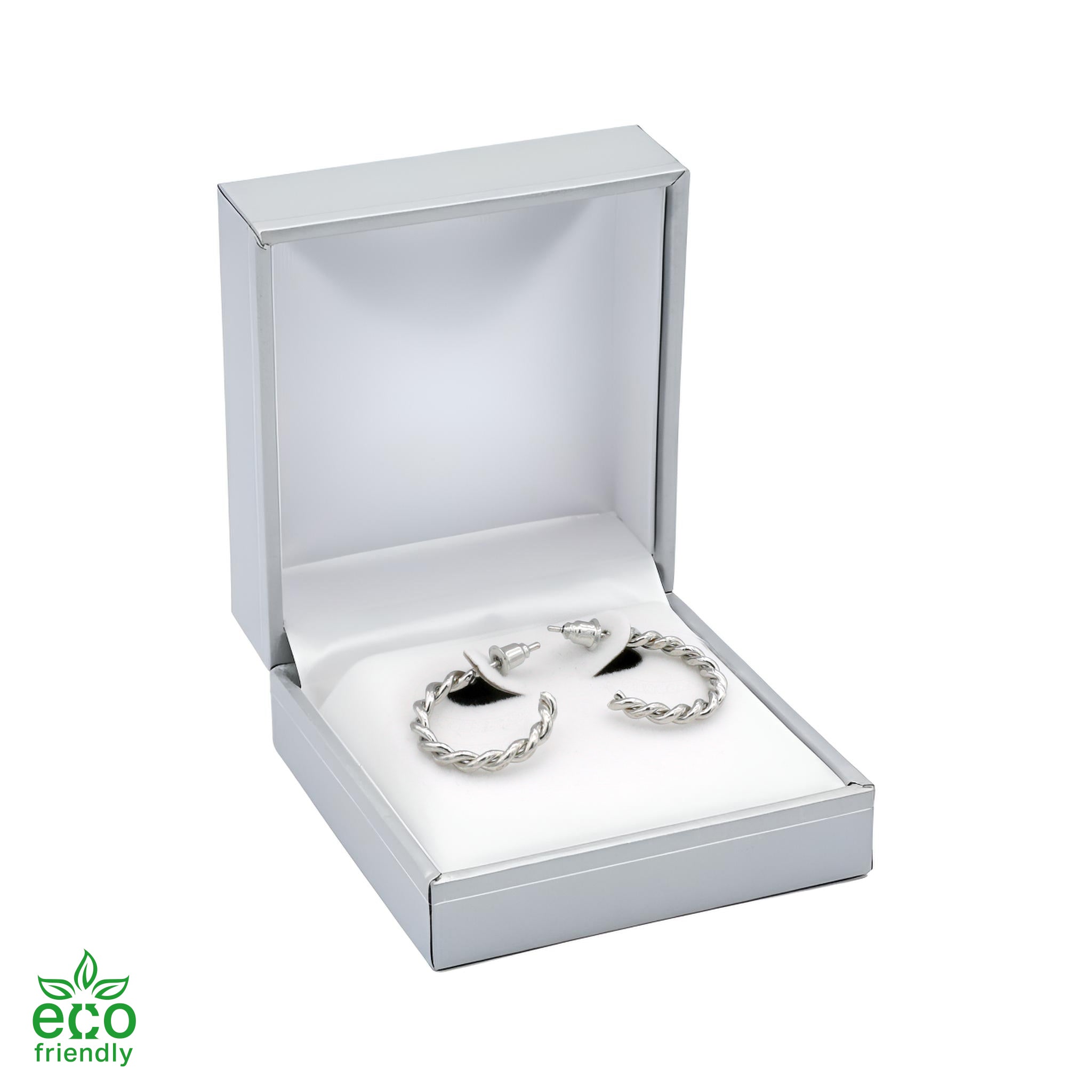Eco-Friendly Paper-Covered Hoop Earring Box with Gold Accent