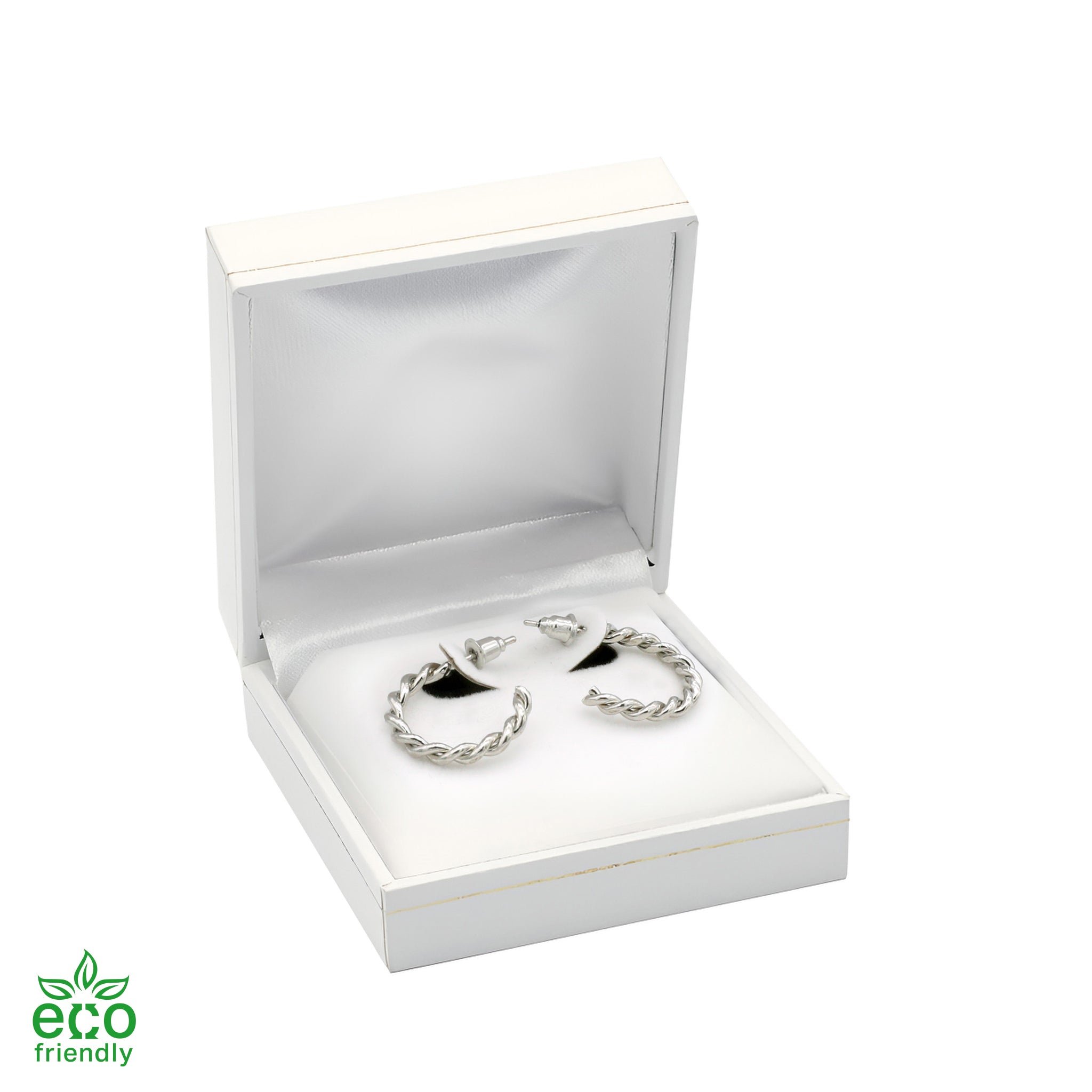 Eco-Friendly Paper-Covered Hoop Earring Box with Gold Accent