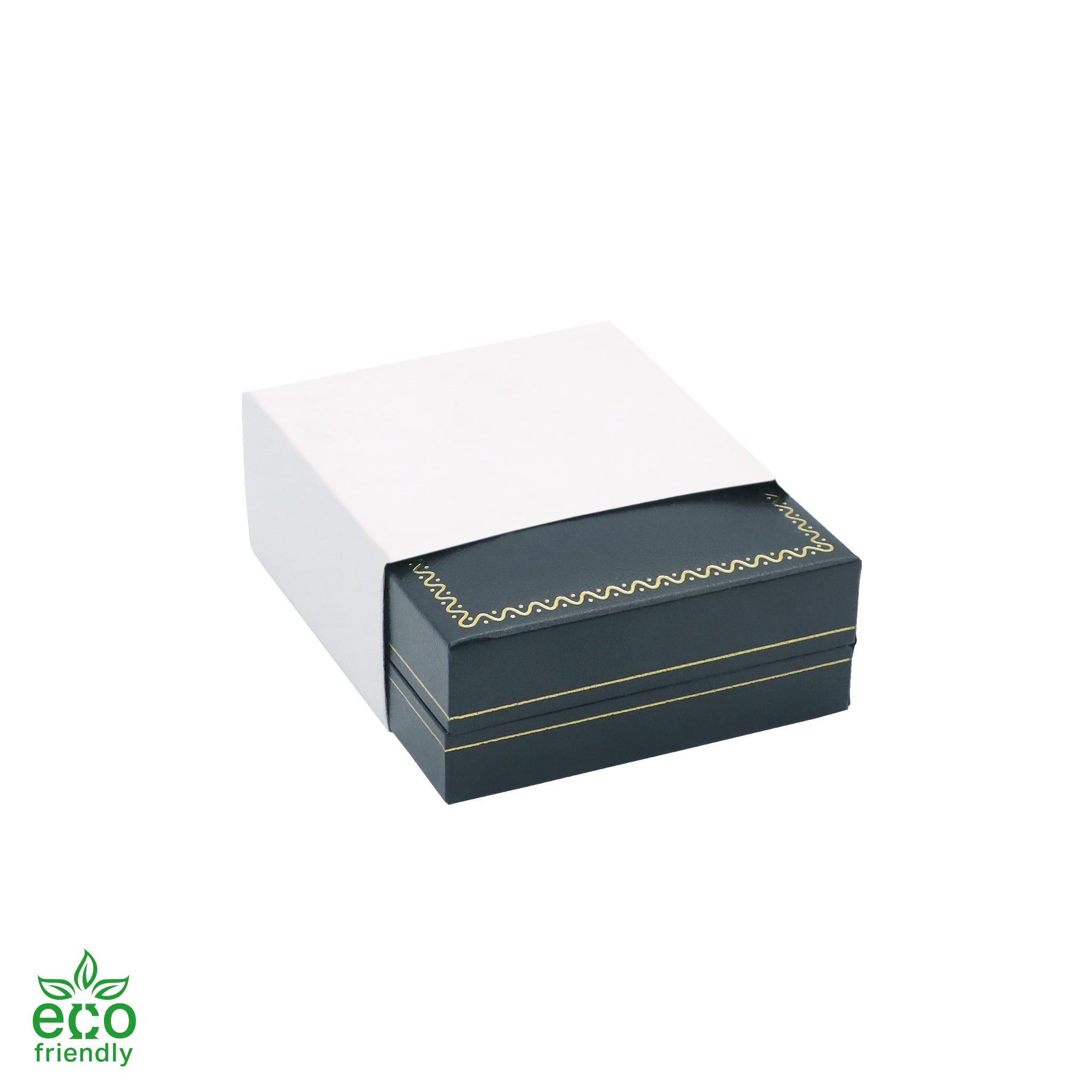 Eco-Friendly Paper-Covered French Clip Earring Box with Gold Accent