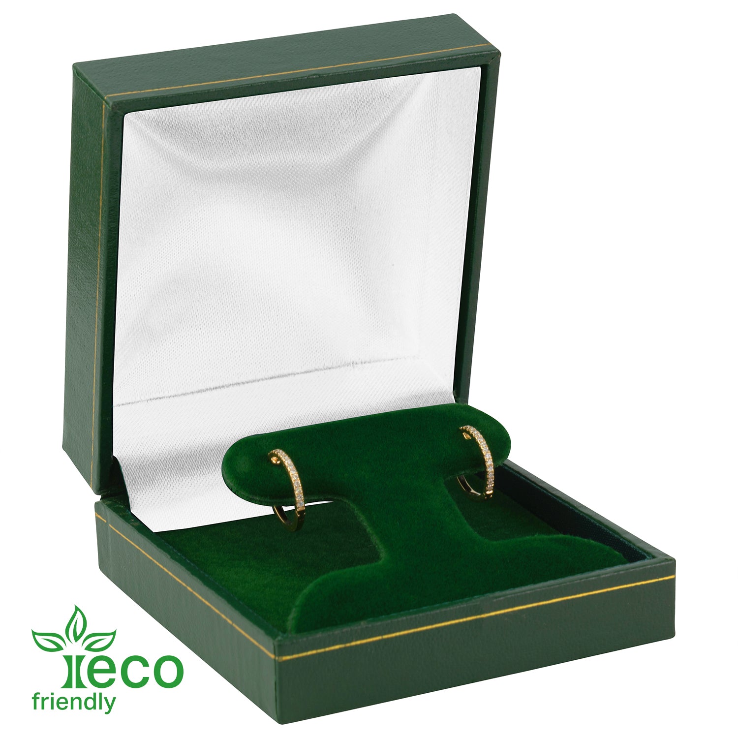 Eco-Friendly Paper-Covered French Clip Earring Box with Gold Accent