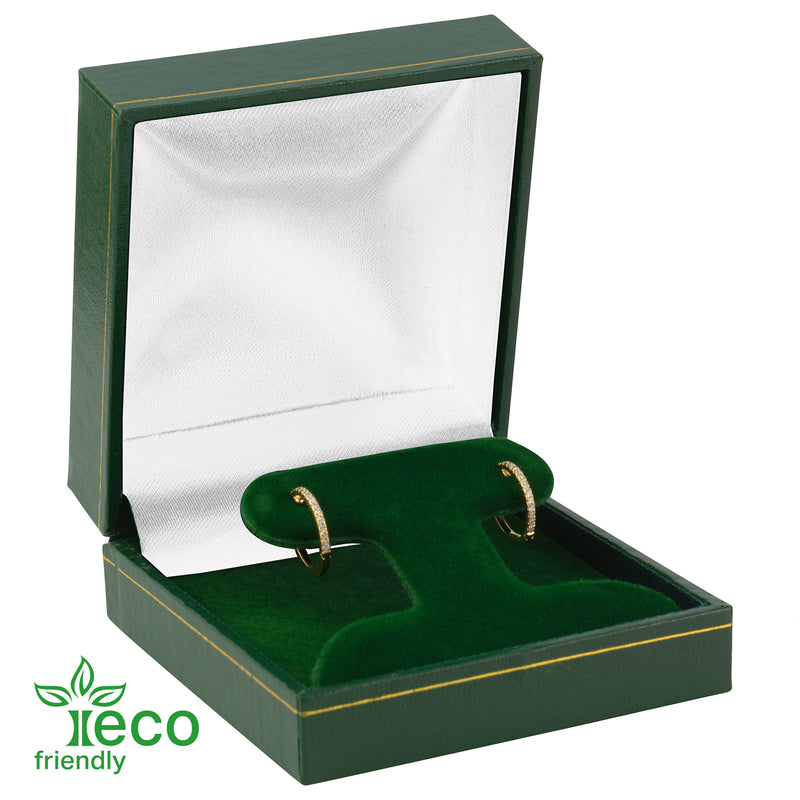 Eco-Friendly Plastic French Clip Earring Box, Paper-Covered with Gold Accent