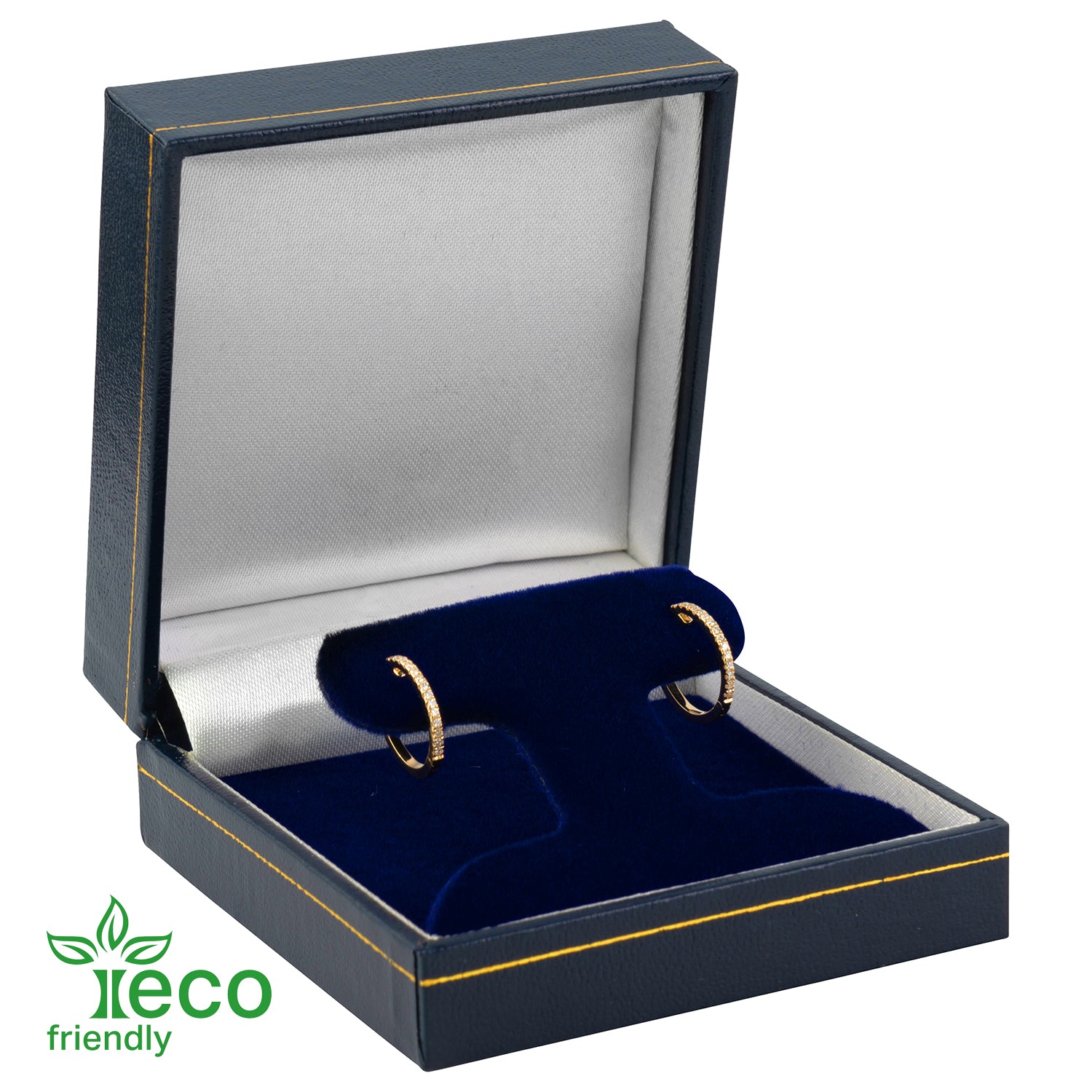 Eco-Friendly Paper-Covered French Clip Earring Box with Gold Accent