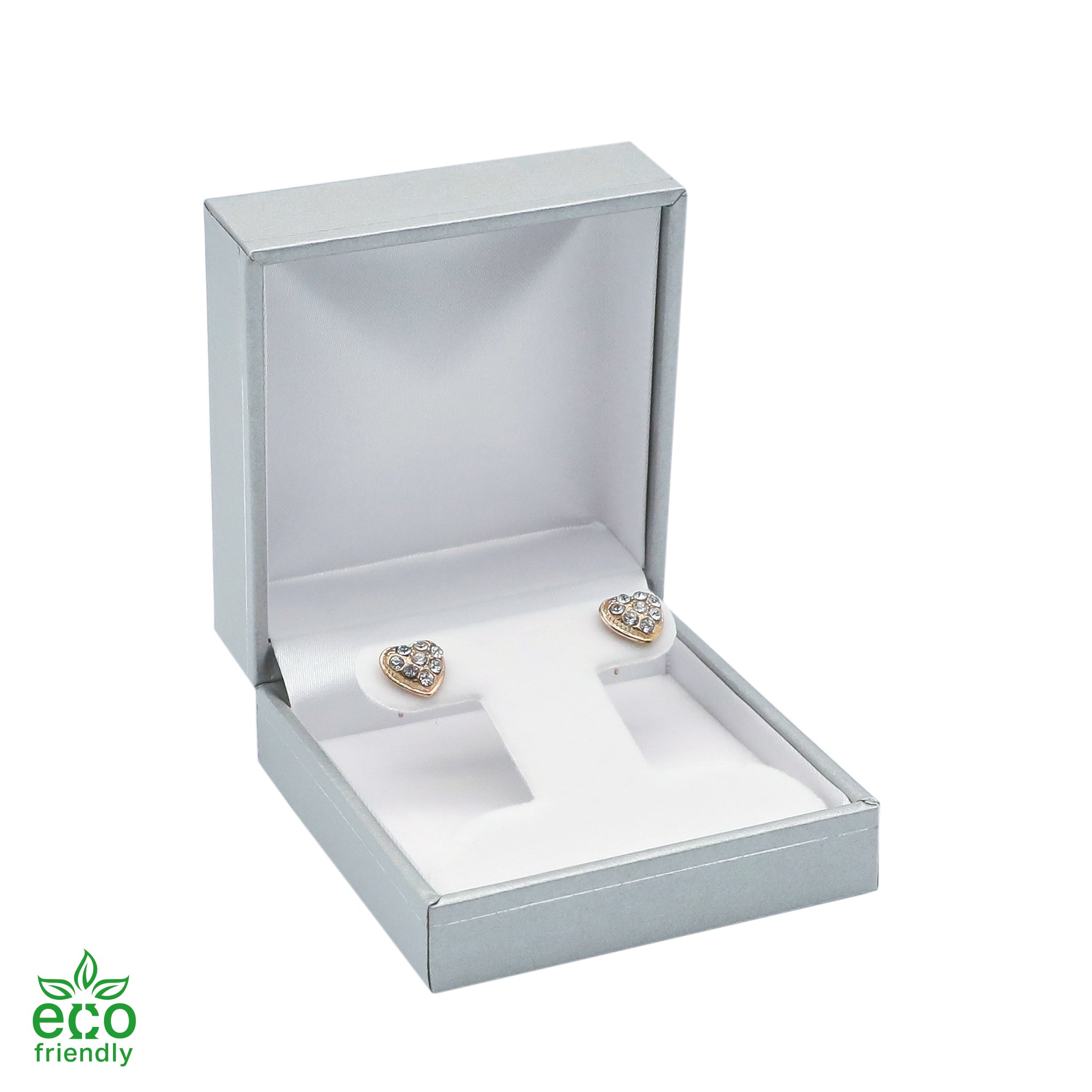 Eco-Friendly Paper-Covered French Clip Earring Box with Gold Accent