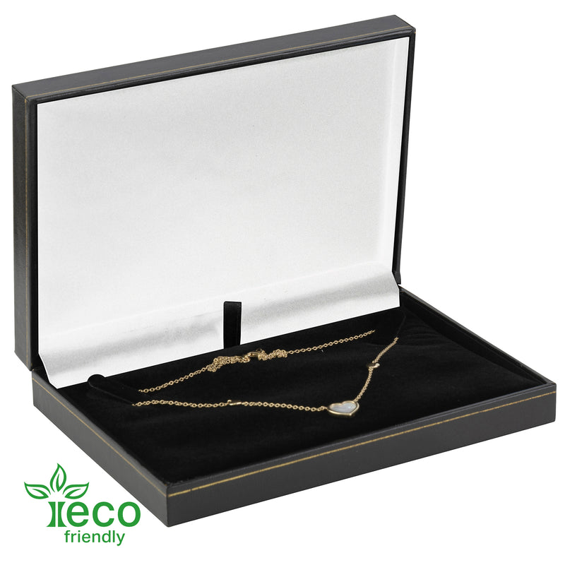 Eco-Friendly Plastic Pearl Box, Paper-Covered with Gold Accent