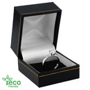 Eco-Friendly Plastic Clip Ring Box, Paper-Covered with Gold Accent