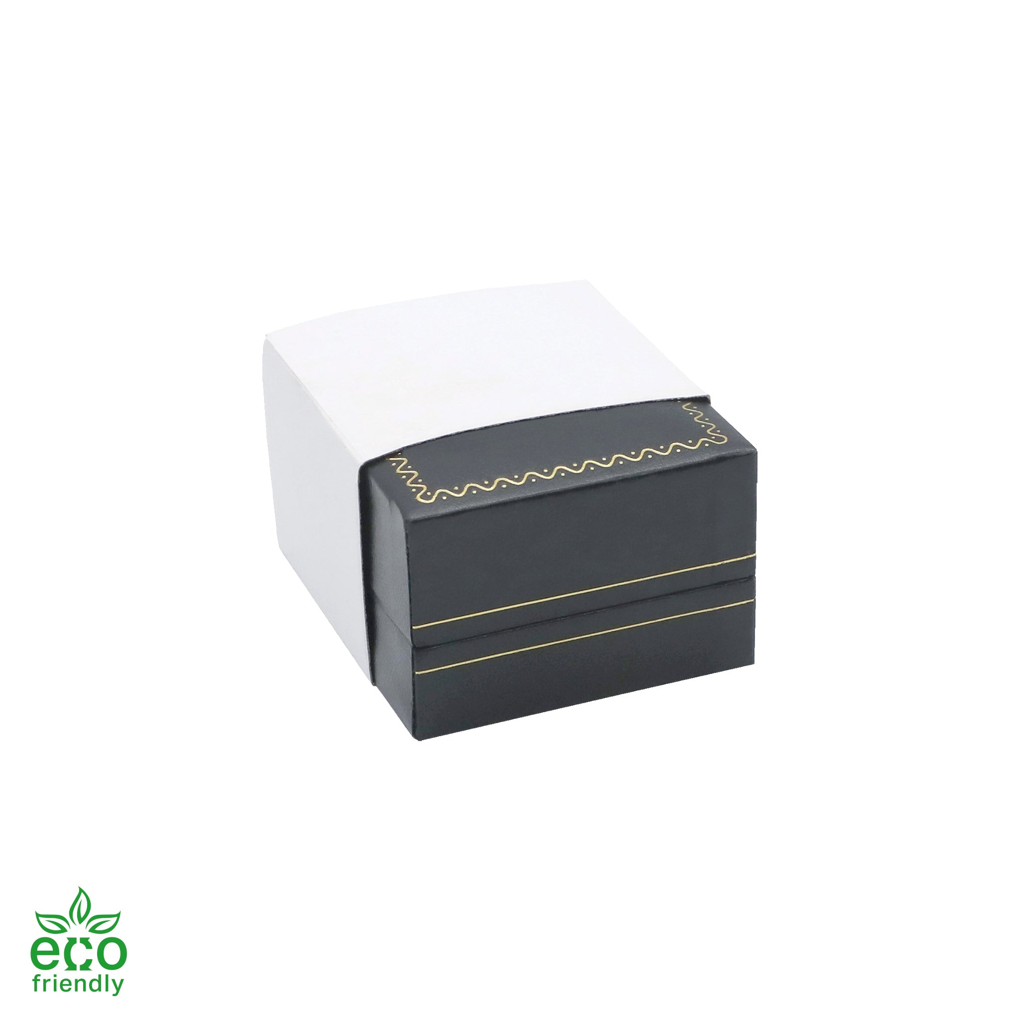 Eco-Friendly Paper-Covered Clip Ring Box with Gold Accent