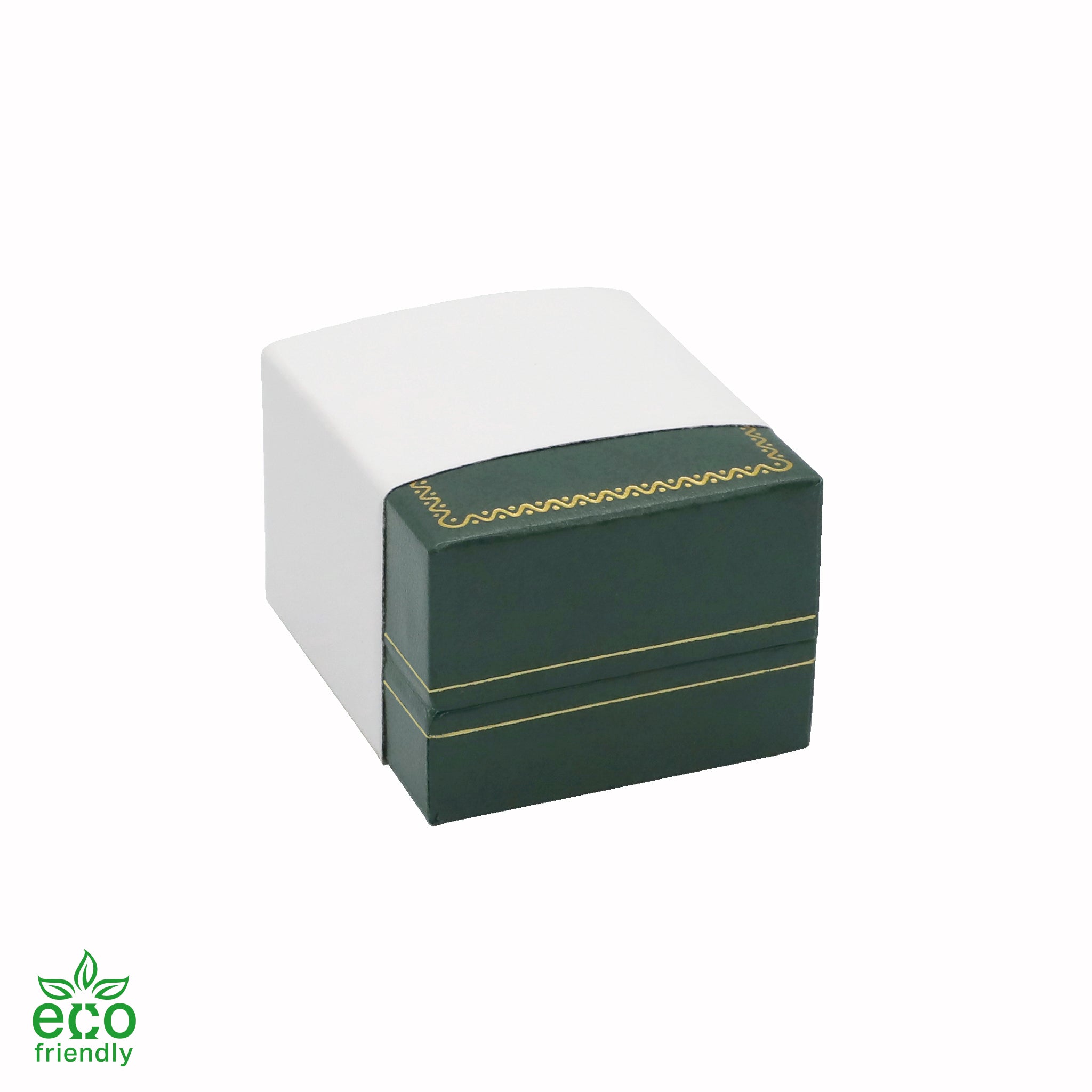 Eco-Friendly Paper-Covered Clip Ring Box with Gold Accent