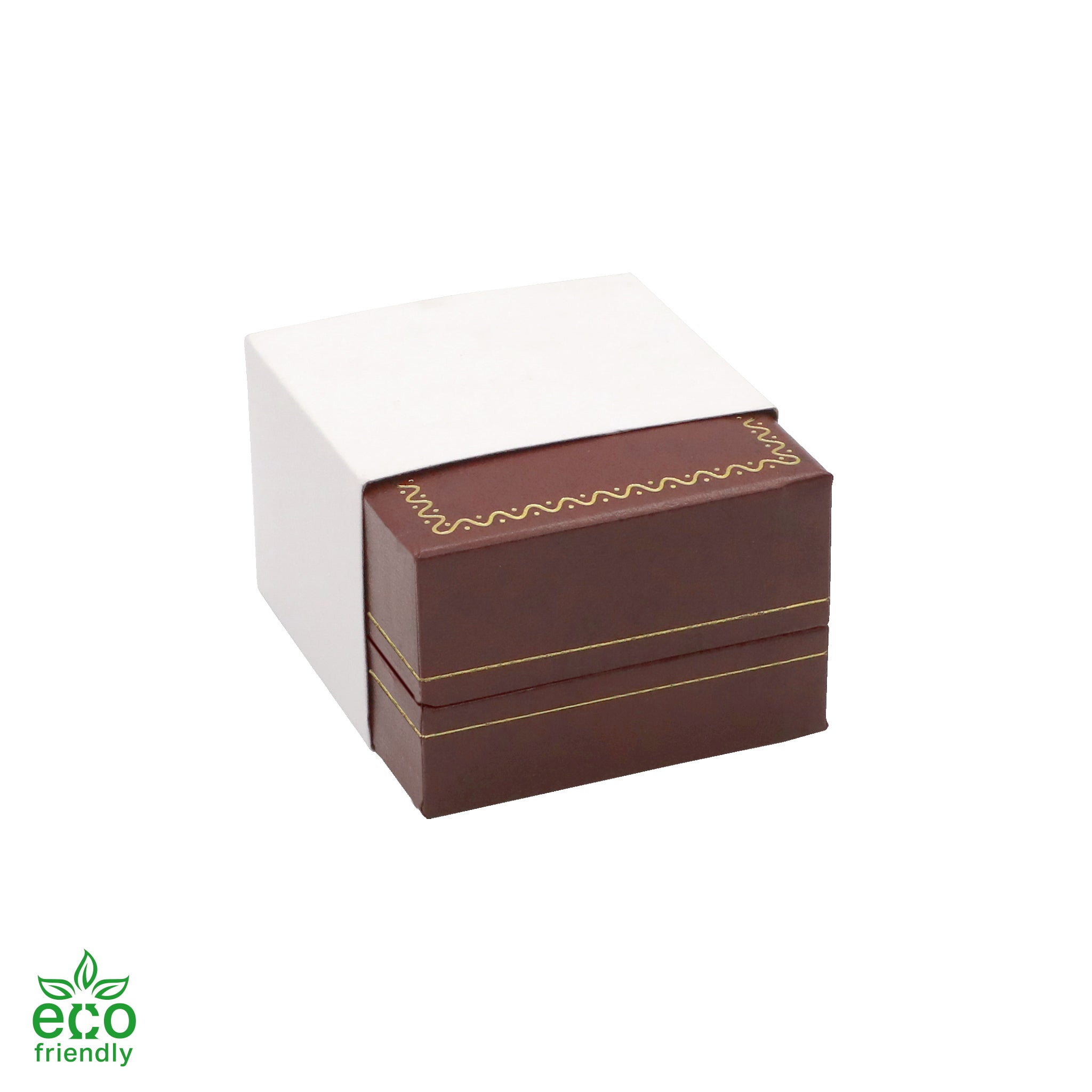 Eco-Friendly Paper-Covered Clip Ring Box with Gold Accent
