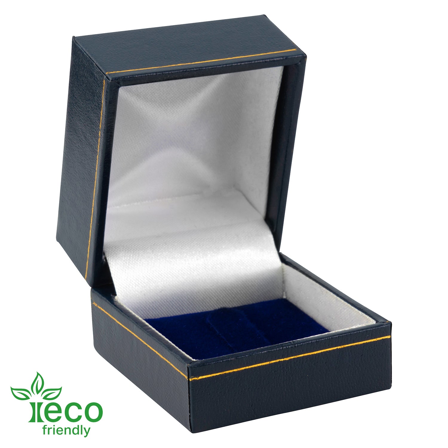 Eco-Friendly Plastic Clip Ring Box, Paper-Covered with Gold Accent