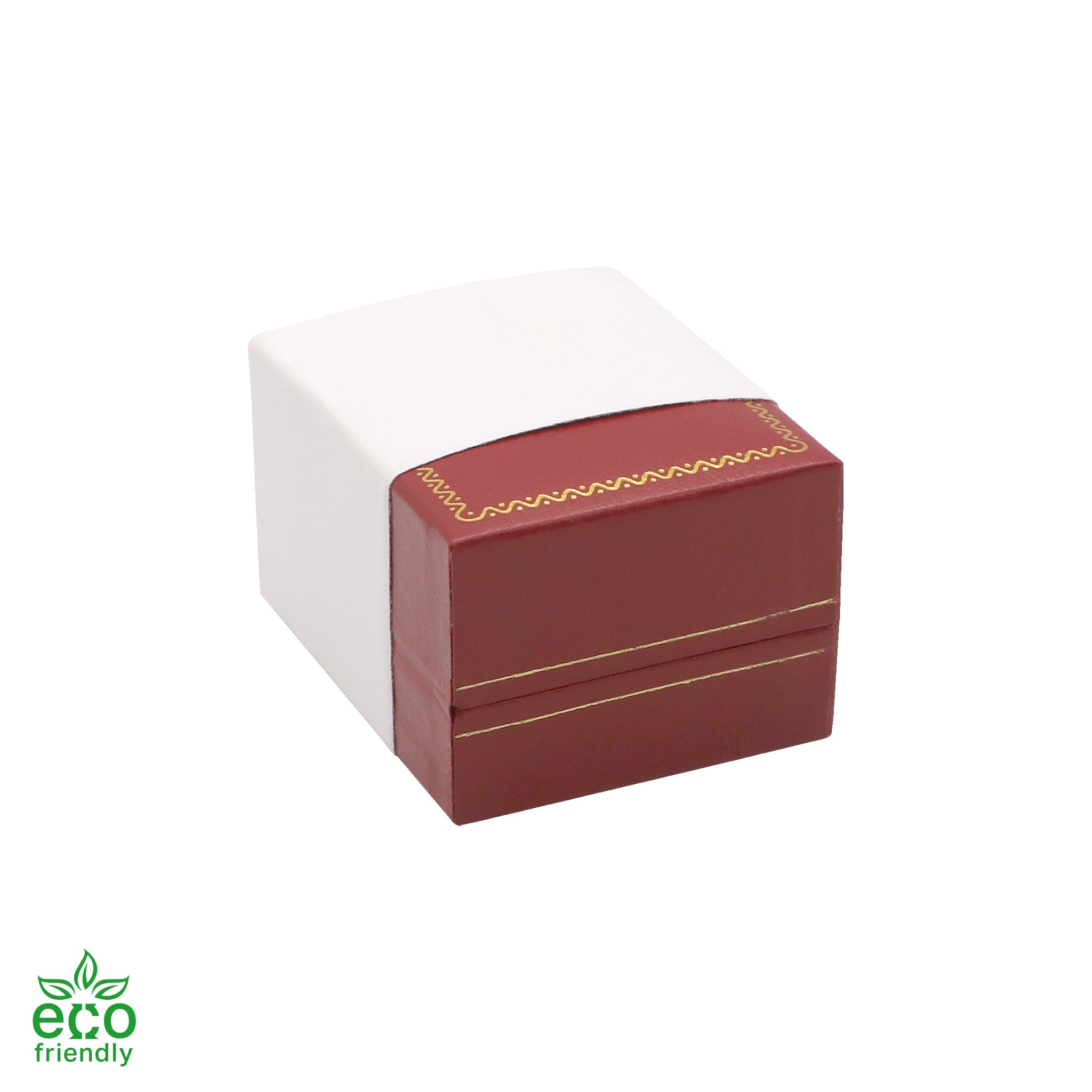 Eco-Friendly Paper-Covered Clip Ring Box with Gold Accent