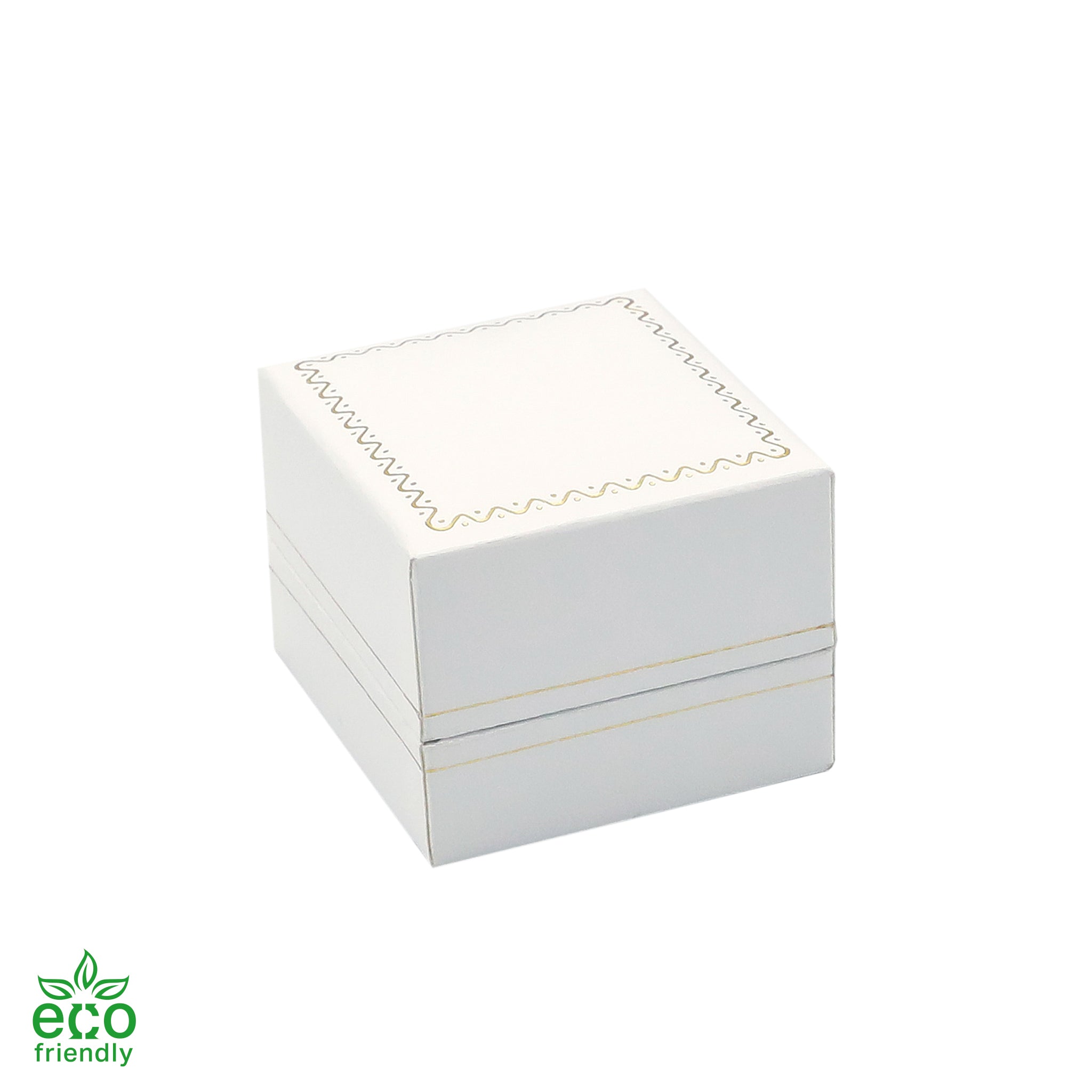 Eco-Friendly Paper-Covered Clip Ring Box with Gold Accent