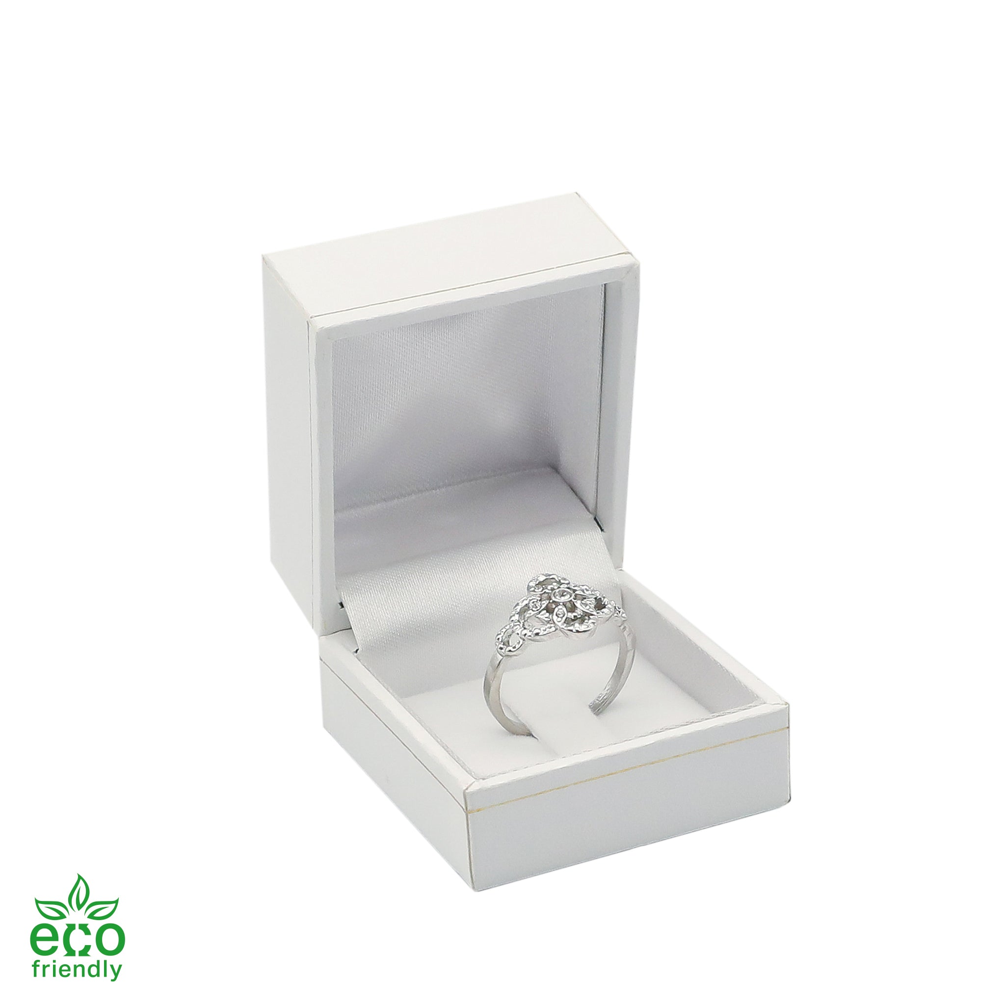 Eco-Friendly Paper-Covered Clip Ring Box with Gold Accent